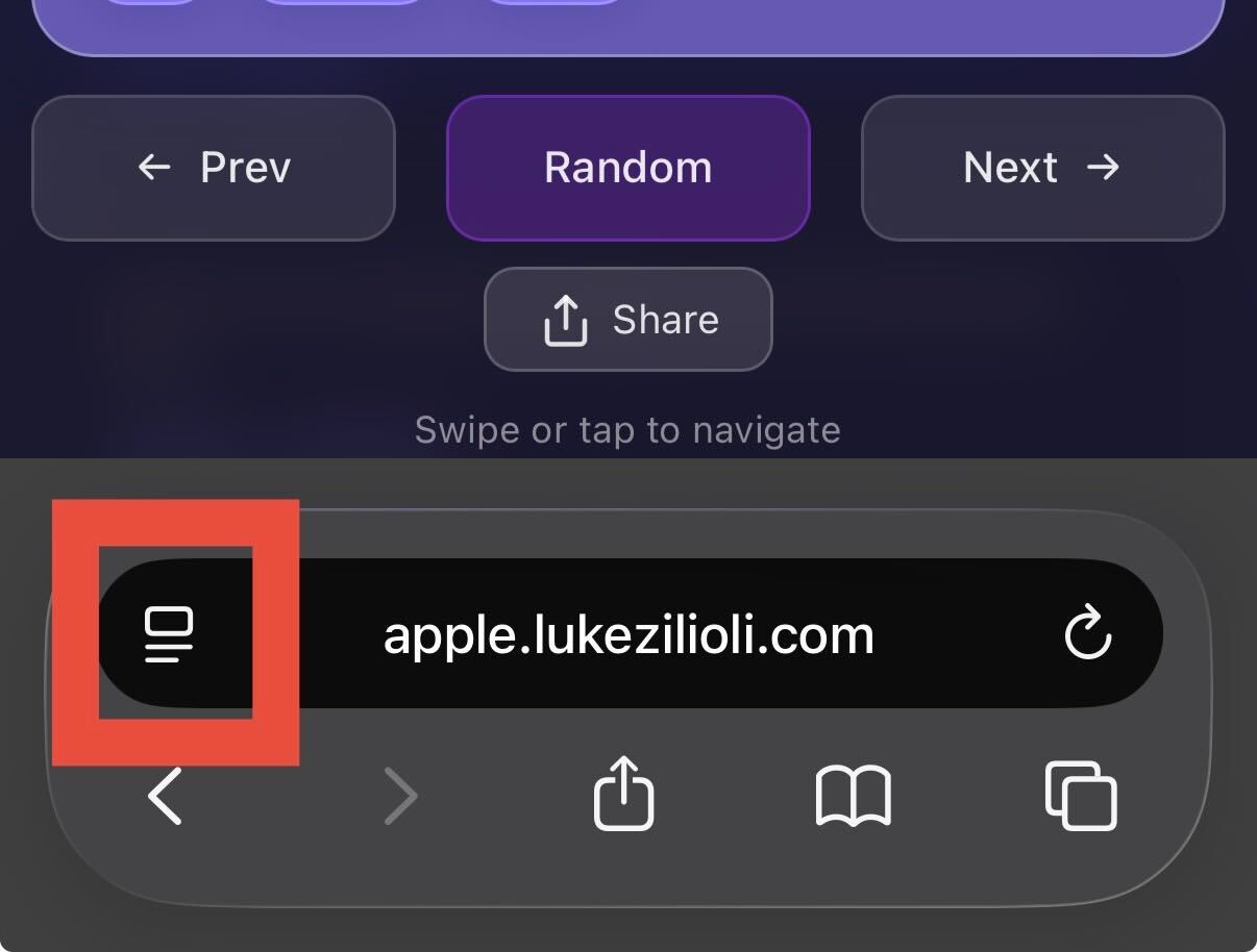 The page menu icon in Safari's toolbar